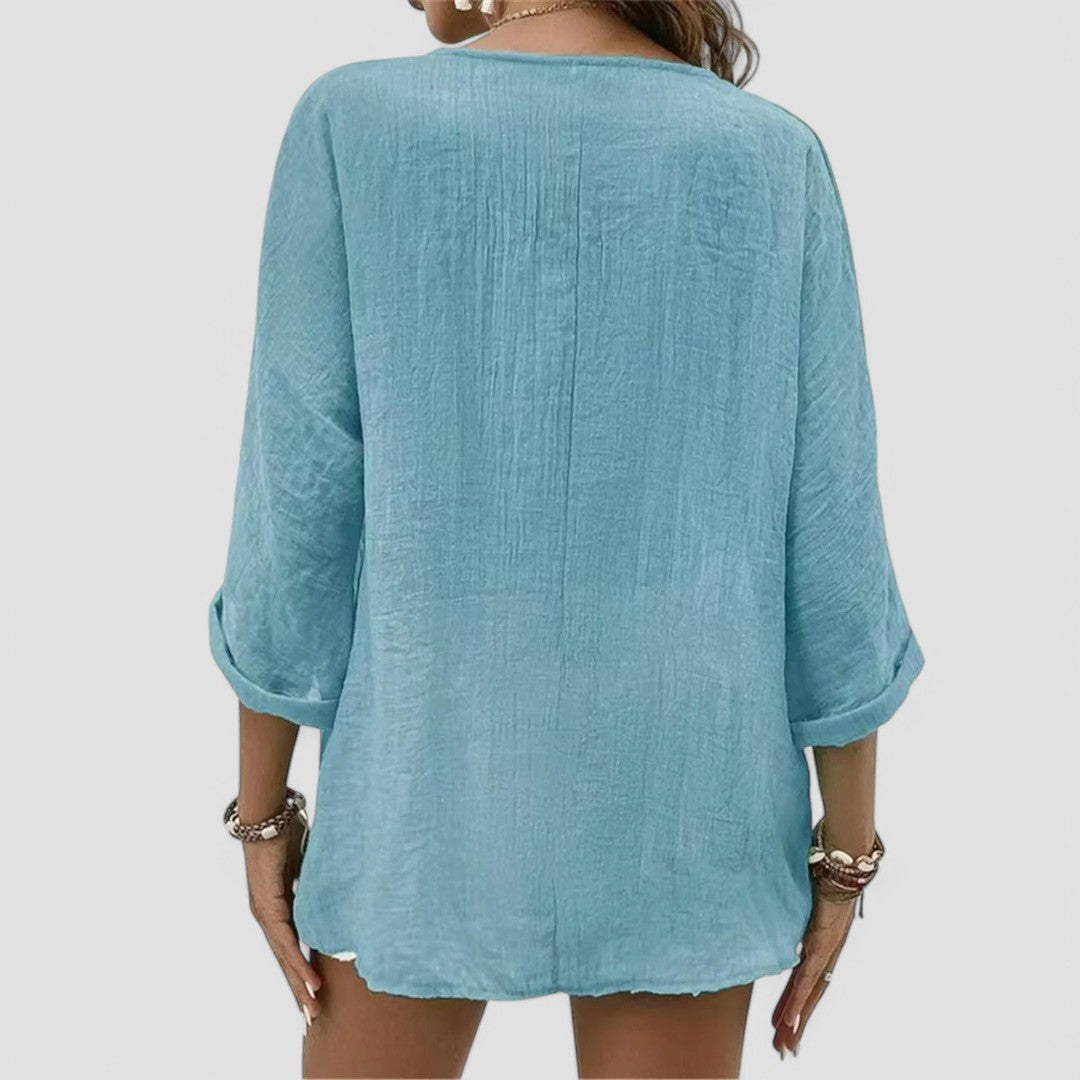 ELYRA™ | Handcrafted V-Neck Blouse