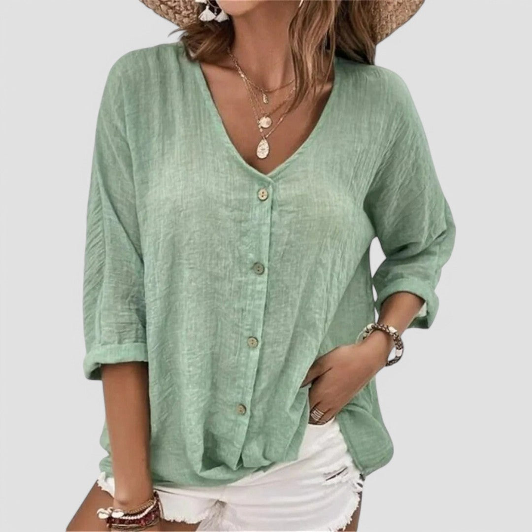 ELYRA™ | Handcrafted V-Neck Blouse