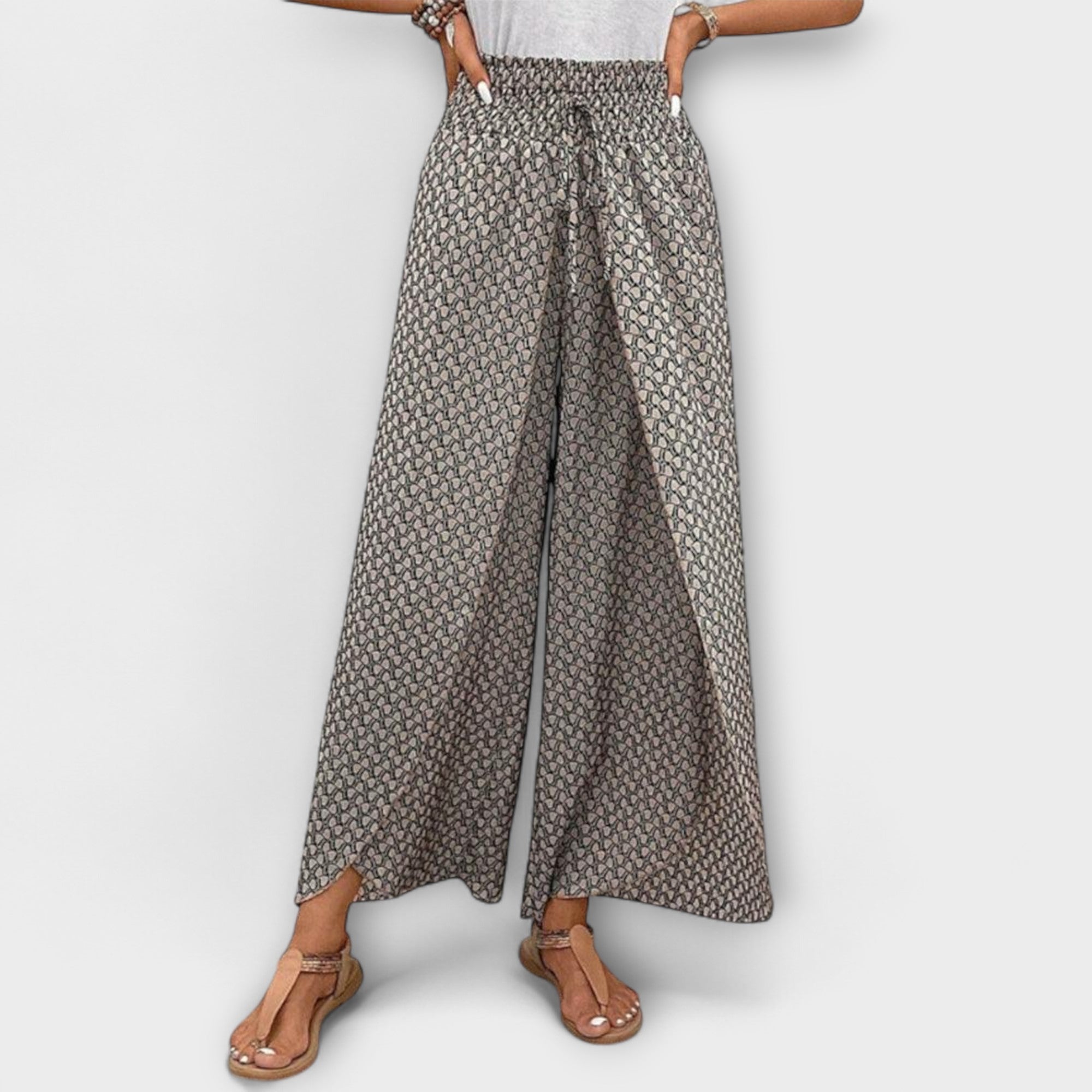 ELYRA™ | Black Linen Palazzo Trousers