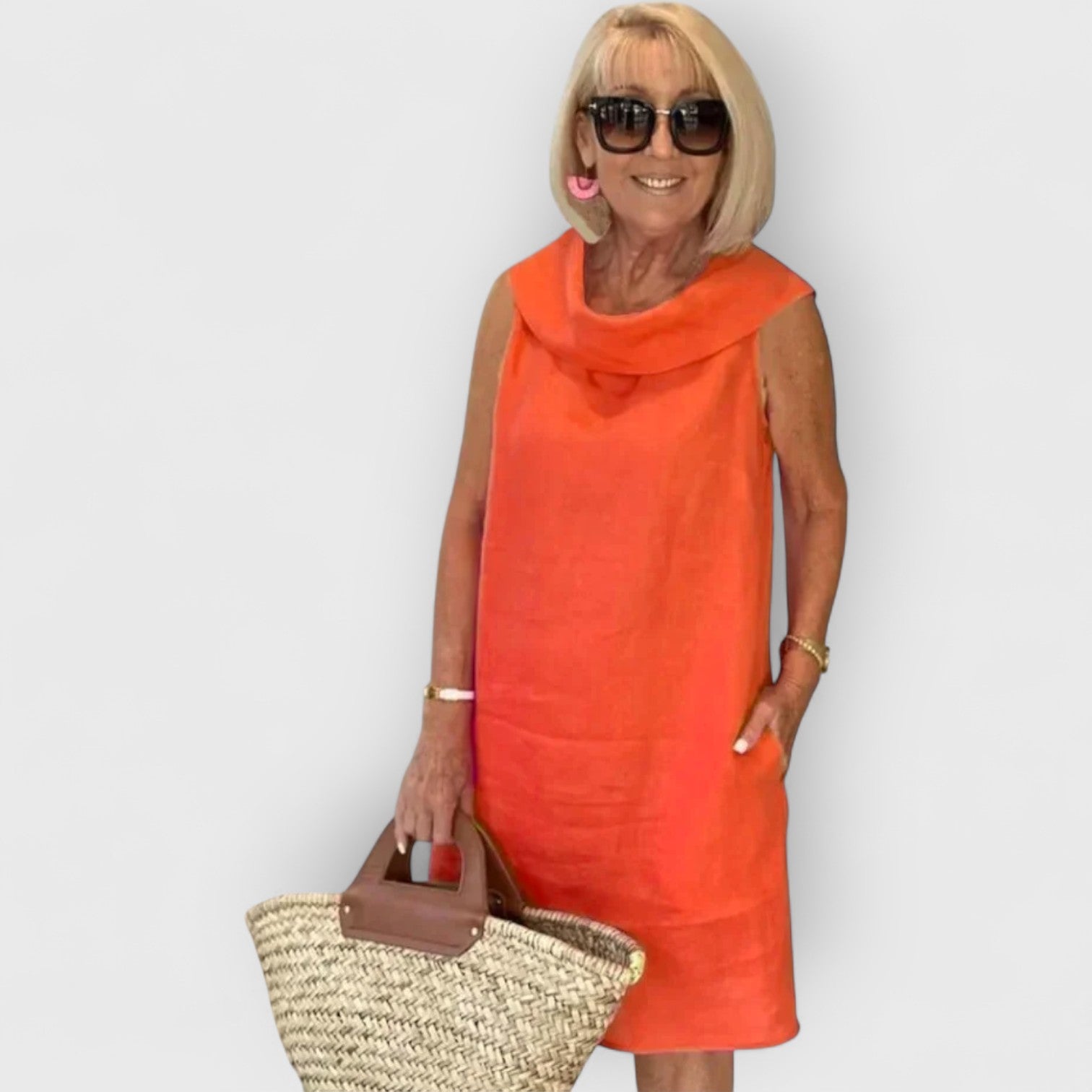 ELYRA™ | Sleeveless Linen Dress with Round Neck