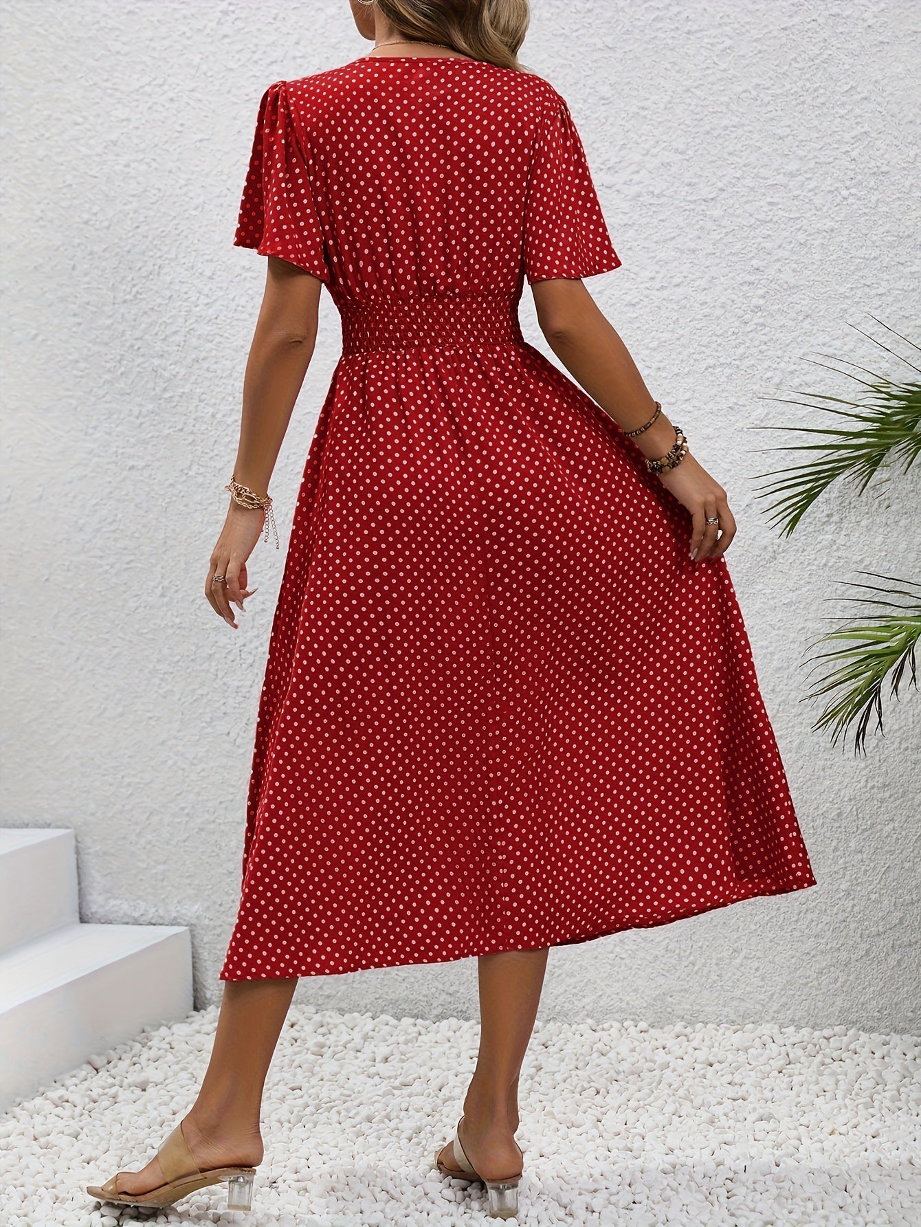 ELYRA™ | Chic Midi Dress with Pink Dots