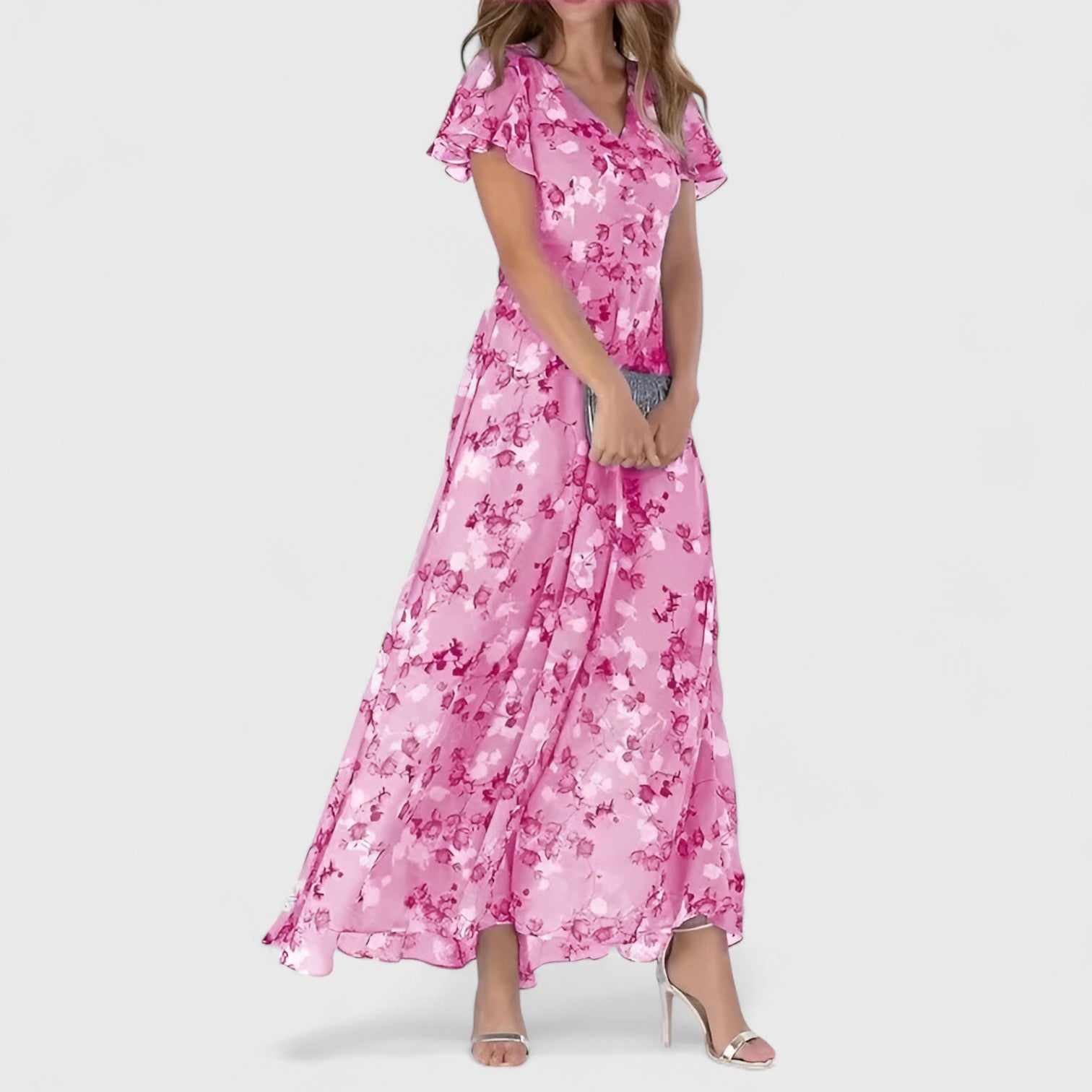 ELYRA™ | Elegant Floral Maxi Dress with Ruffled Sleeves