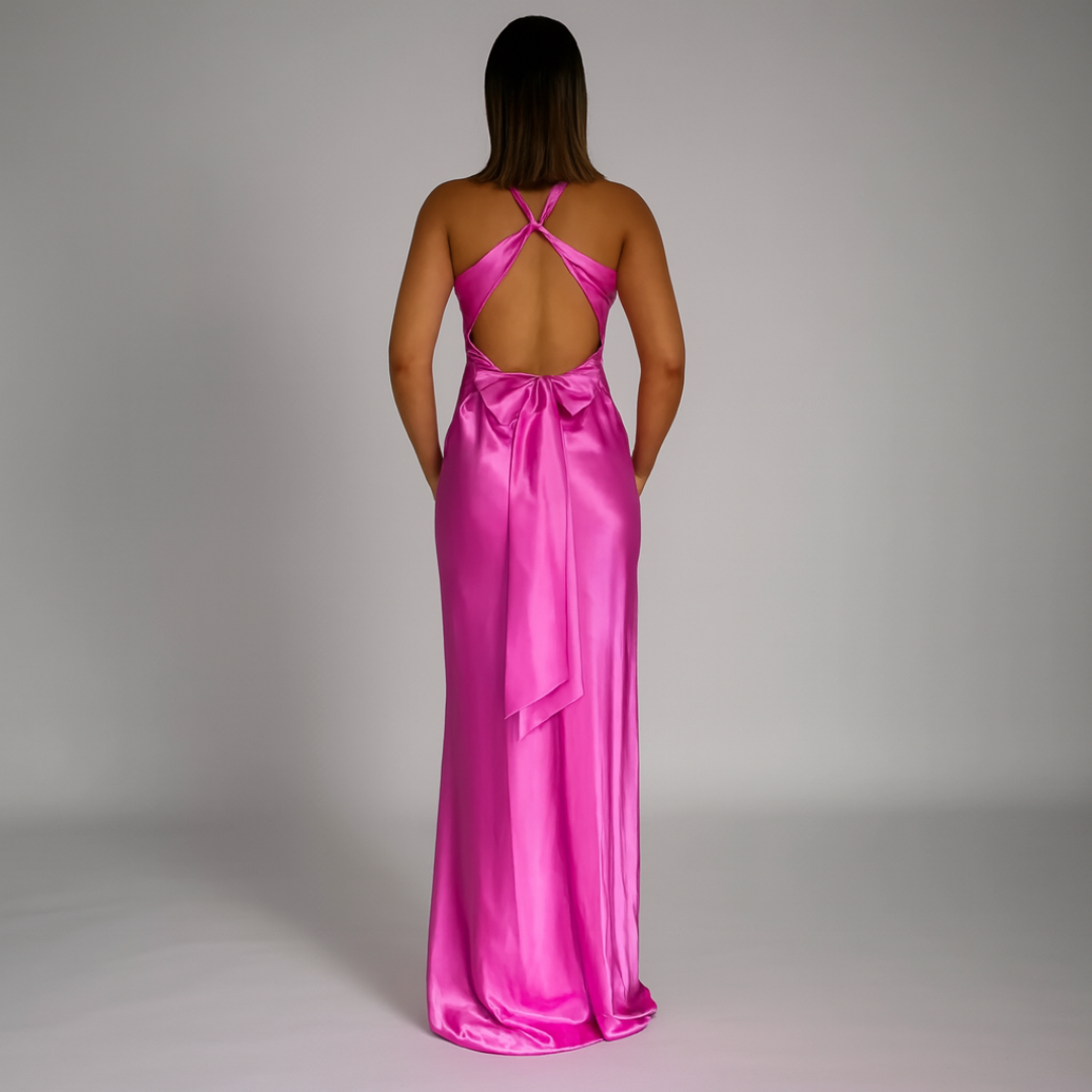 ELYRA™ | Yellow Satin Maxi Dress