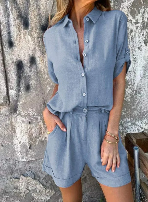 ELYRA™ | Button-Up Shirt and Shorts Set