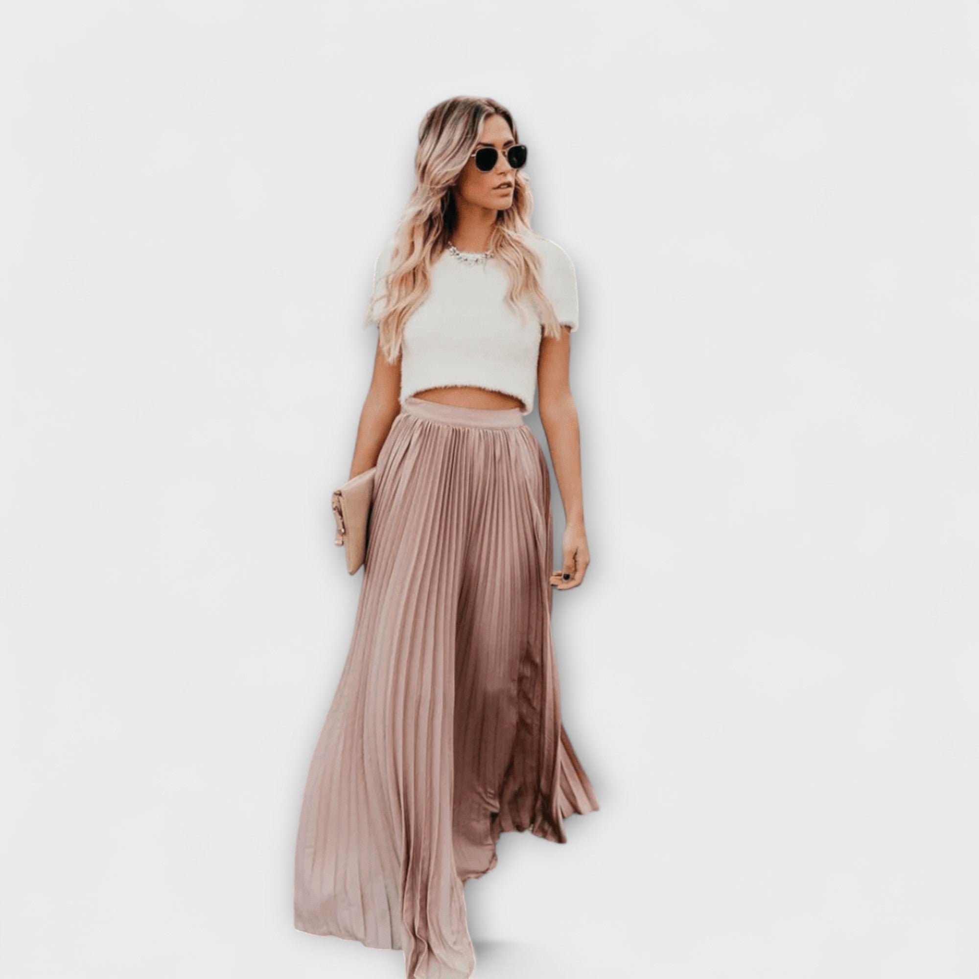 ELYRA™ | Jupe Maxi Plissée en tissu fluide