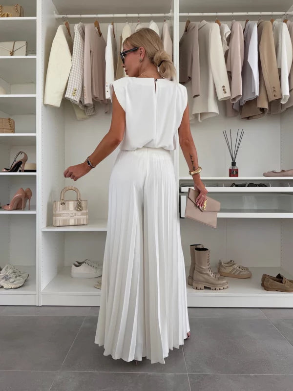 ELYRA™ | Ensemble élégant avec pantalon palazzo plissé