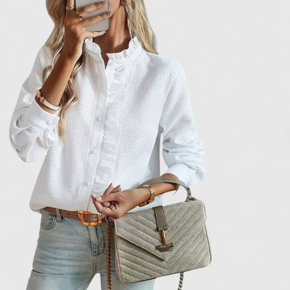 ELYRA™ | Long Sleeve Lightweight Cotton Blouse