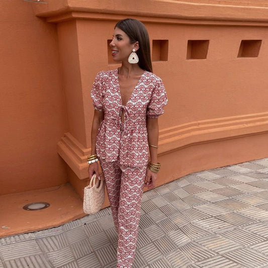 ELYRA™ | Puff Sleeve Set with Tie Detail
