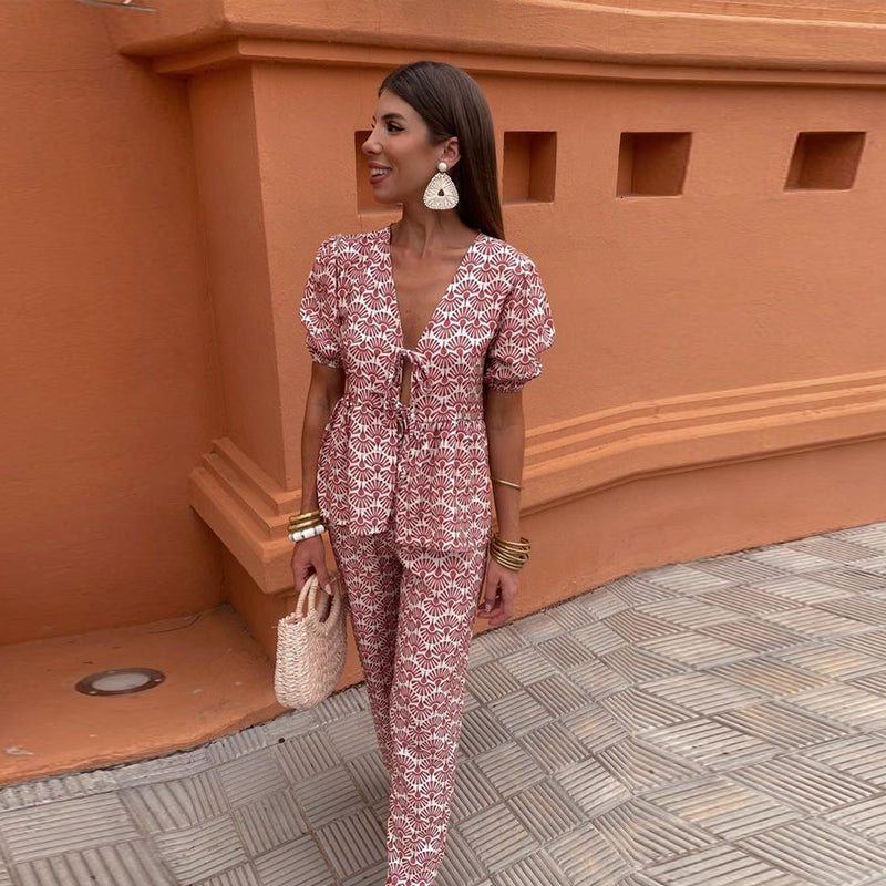 ELYRA™ | Puff Sleeve Set with Tie Detail