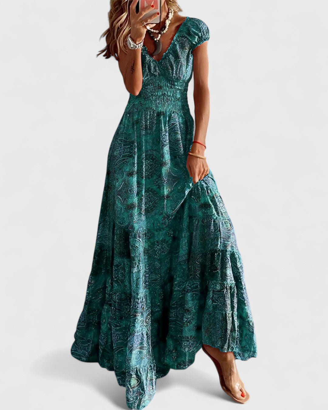 ELYRA™ | Robe longue bohème à taille ajustée