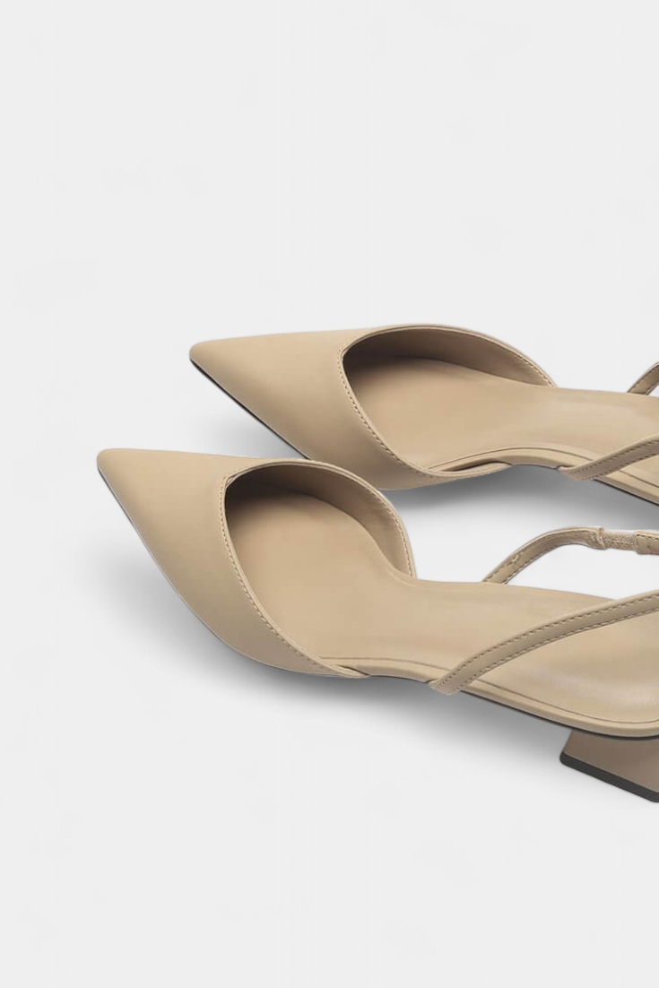 ELYRA™ | Black Leather Slingback Pointed Heels