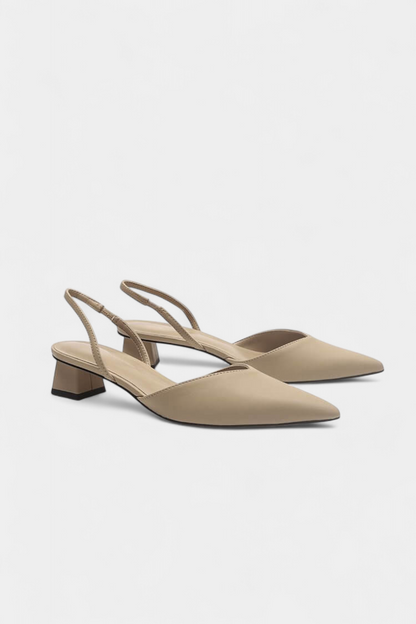 ELYRA™ | Black Leather Slingback Pointed Heels