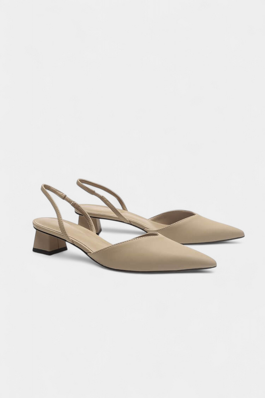 ELYRA™ | Black Leather Slingback Pointed Heels