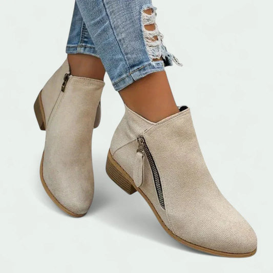 ELYRA™ | Suede Ankle Boots with Zipper