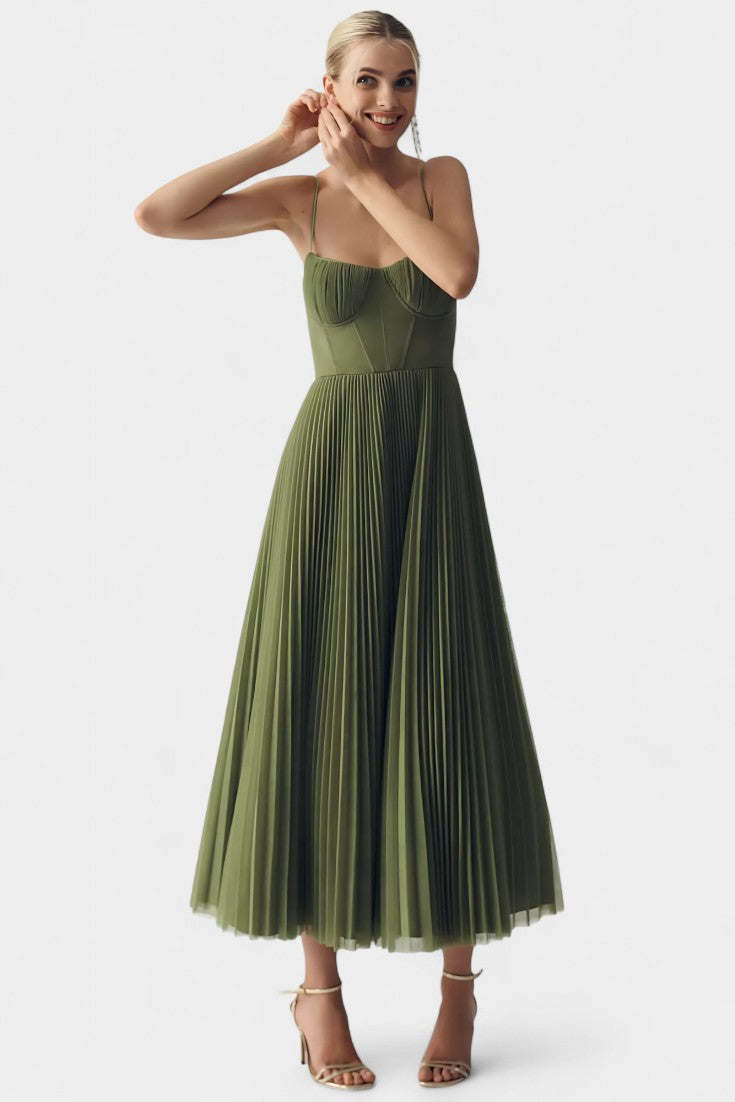 ELYRA™ | Pleated tulle midi dress
