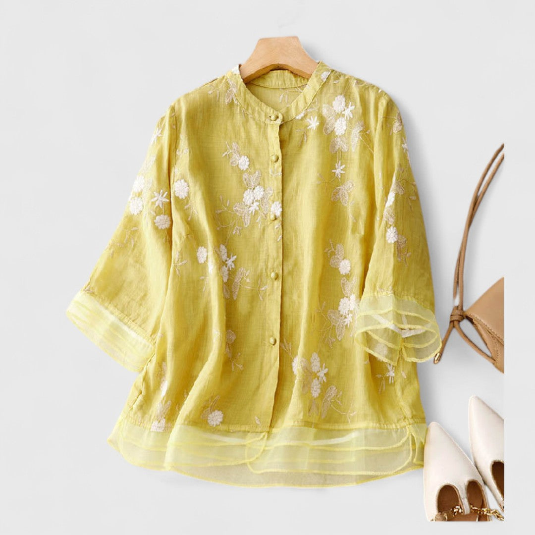 ELYRA™ | Blouse à fleurs en matériaux premium