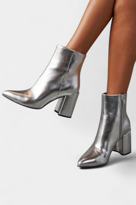 ELYRA™ | Silver Metallic High Heel Boots